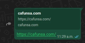 Enlace a cafunsa.com compartido sin vista previa, solo aparece la URL